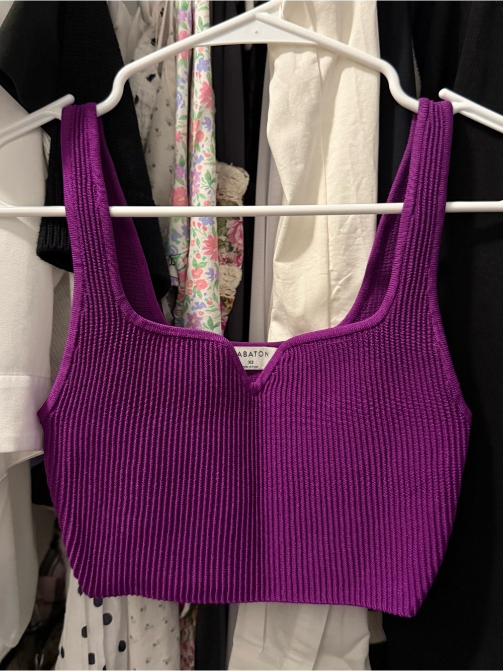 Aritzia Babaton Sculpt Knit Notch Tank Top Ube Purple